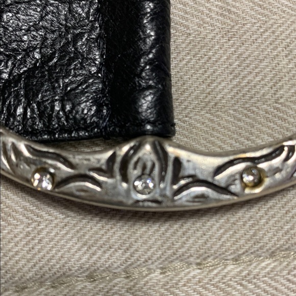 Vintage Y2K Leather Heavy Stud Round Buckle Sterling Silver Inspired Belt 48”